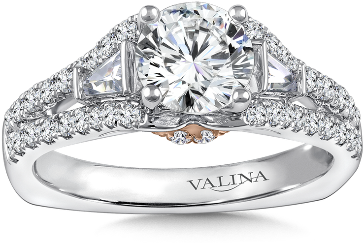 Valina Diamond Engagement Ring Mounting In 14k White/rose - White Rhodium Plated Metal, Lady Woman Bride Engagement (800x800), Png Download