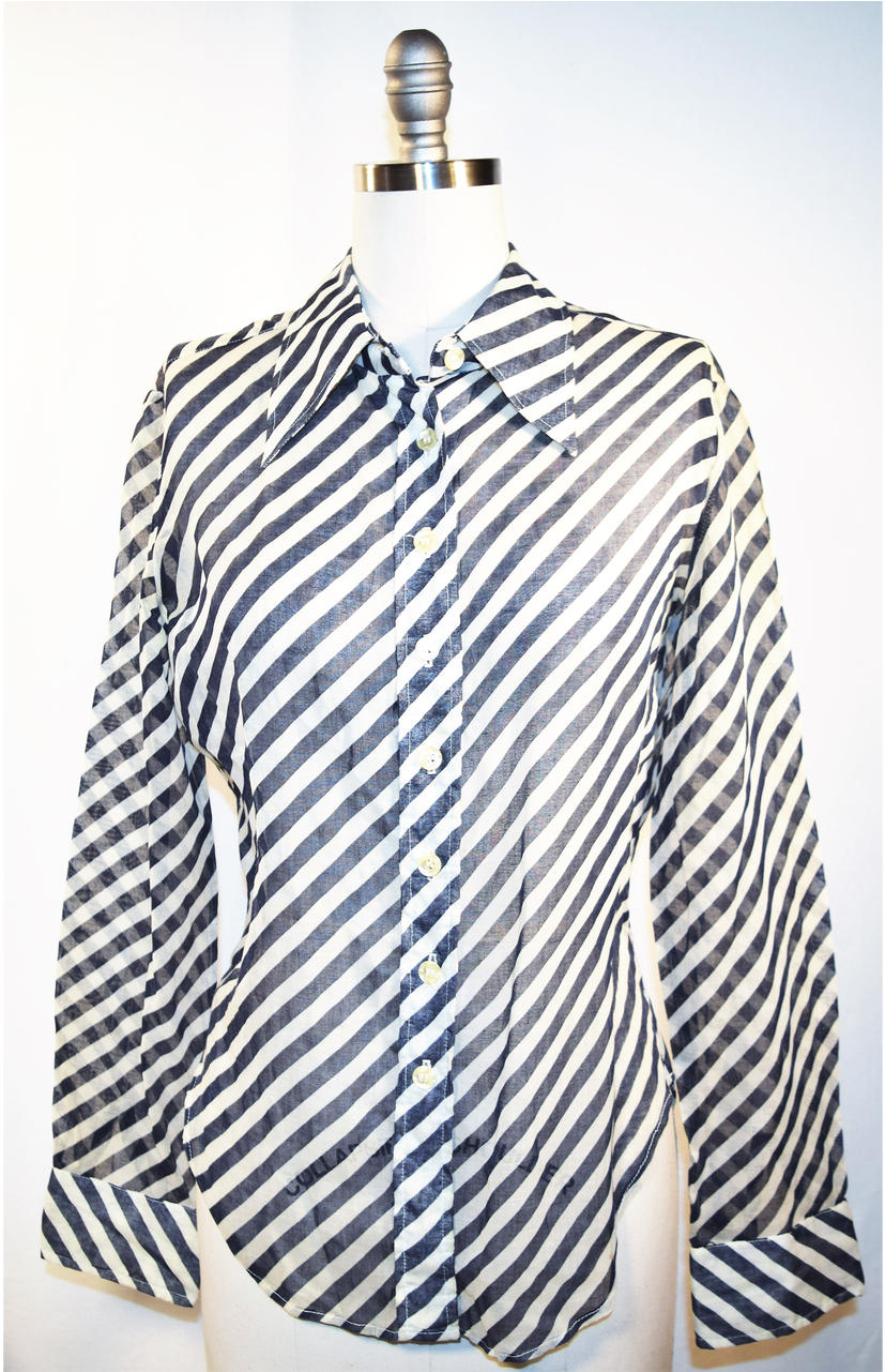 Vintage Ellen Tracy Nautical Stripes Diagonal Blue - Blouse (1280x1280), Png Download