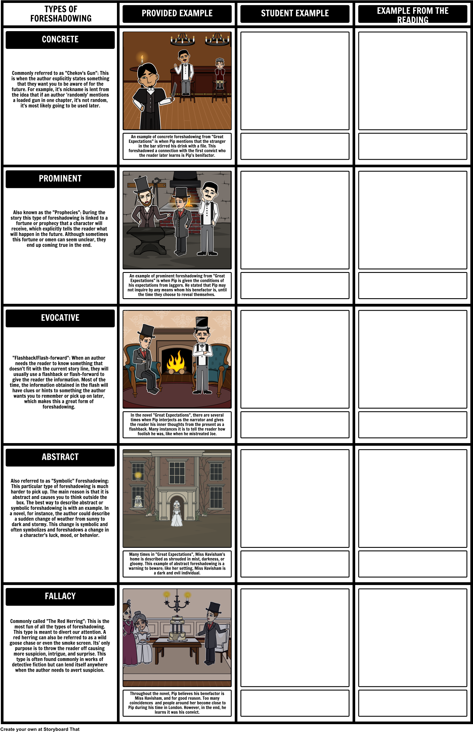 Here Is Our Types Of Foreshadowing Worksheet Storyboard - Concrete Foreshadowing Examples (1647x2535), Png Download
