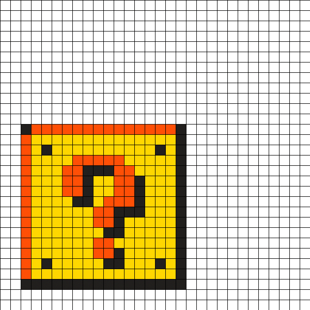 Mario Question Block Perler Bead Pattern - Mario Mystery Box Minecraft (630x630), Png Download