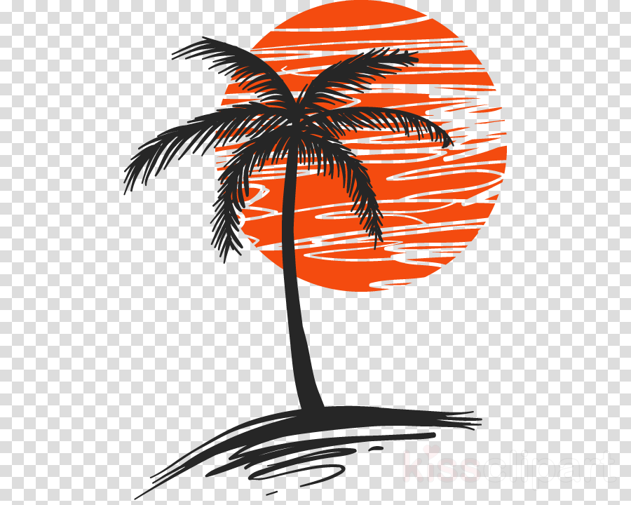 Palm Tree With Sun Clipart Palm Trees Clip Art - Palm Tree In The Sunset Shower Curtain (900x720), Png Download