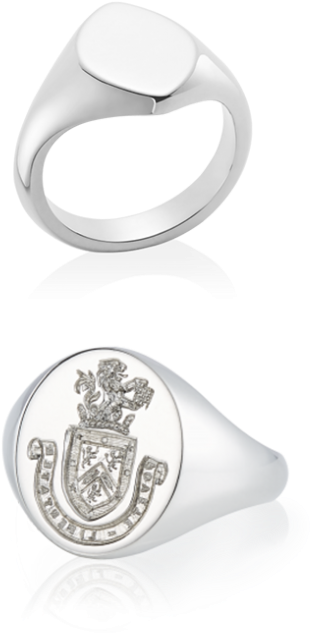 White Gold Signet Rings - 18ct White Gold Signet Ring, Marquise (440x815), Png Download