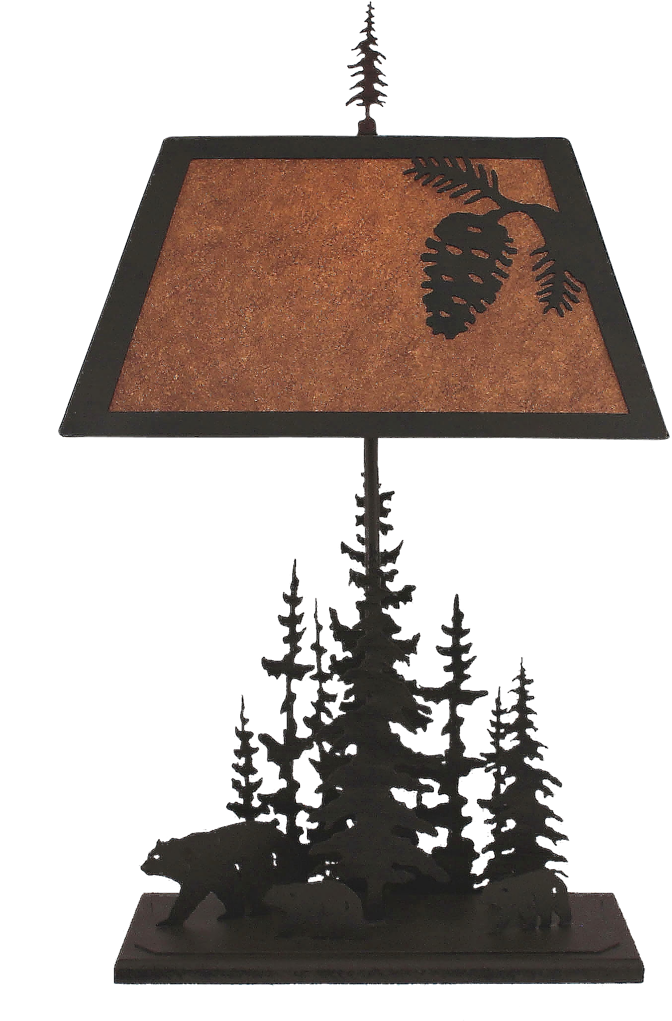 Kodiak Iron Rectangle Feather Pine Tree W/ Bear Table (1500x2100), Png Download