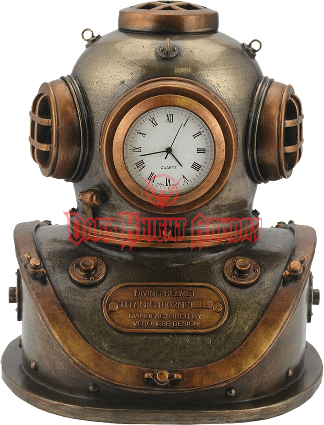 Bronze Copper Diving Helmet Clock (850x850), Png Download