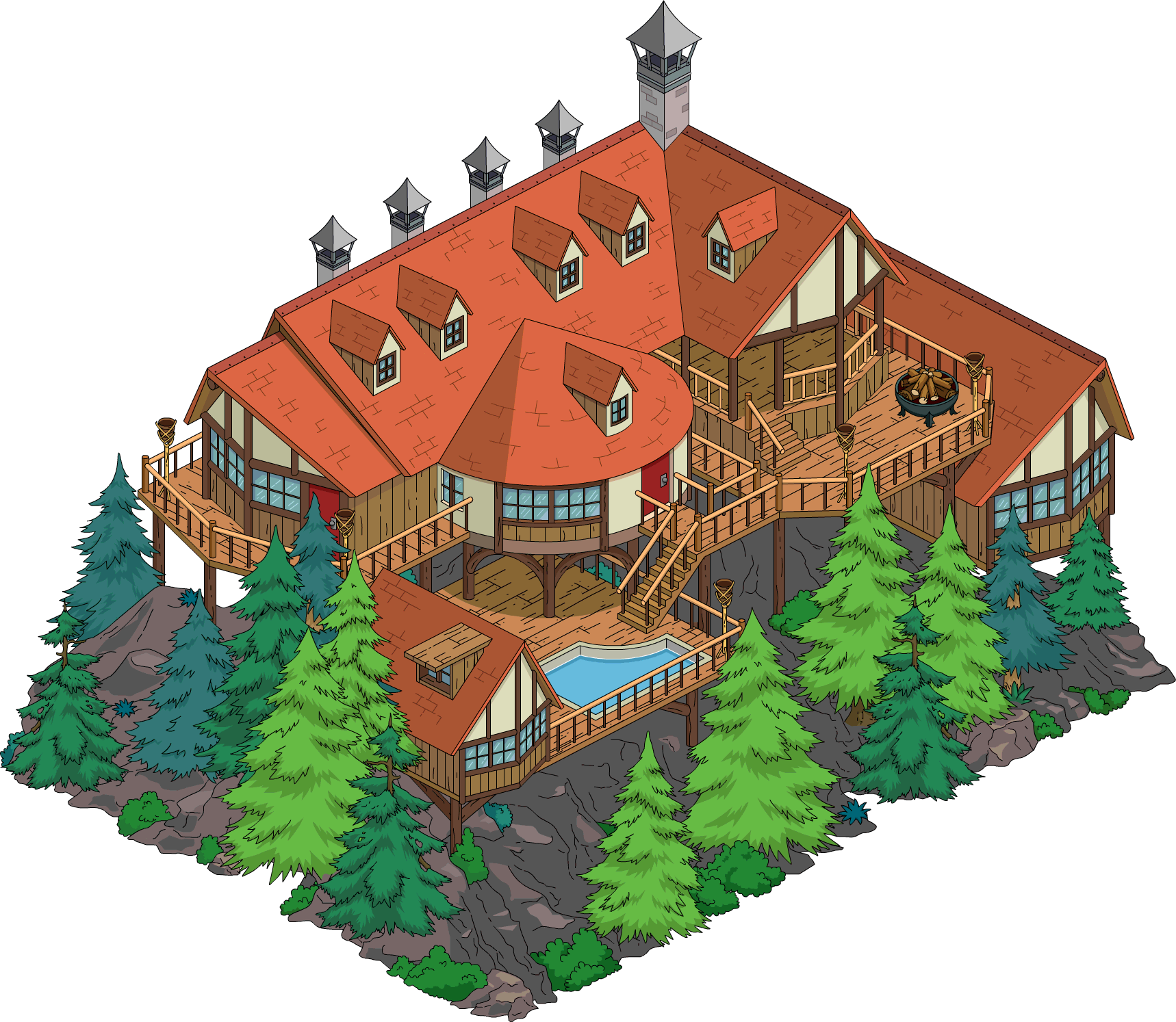 Mountain Lodge - Mountain Lodge Tapped Out (1718x1494), Png Download
