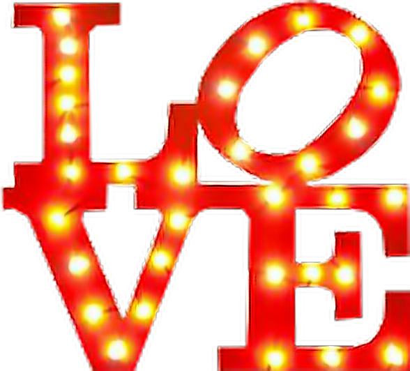 Red Love Lights Sign Marquee Textstickers Word Vintage (588x532), Png Download