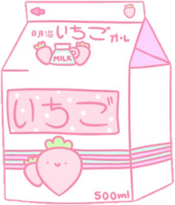 Kawaii Milk Cute Food Beautiful Sticker Strawberry Kawaii Strawberry Milk Free Transparent