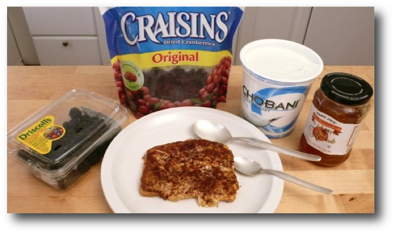 French Toast With Yogurt, Fresh Fruit & Jam Ingredients (787x468), Png Download