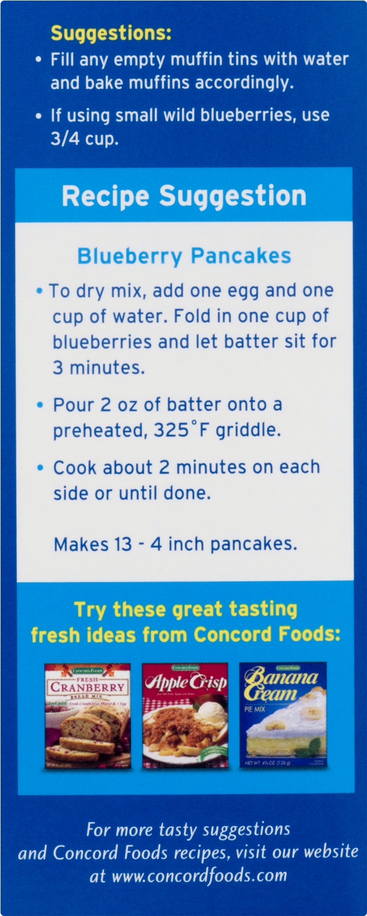 Concord Blueberry Muffin Mix - 15oz Boxes (2 Boxes) (1800x1800), Png Download
