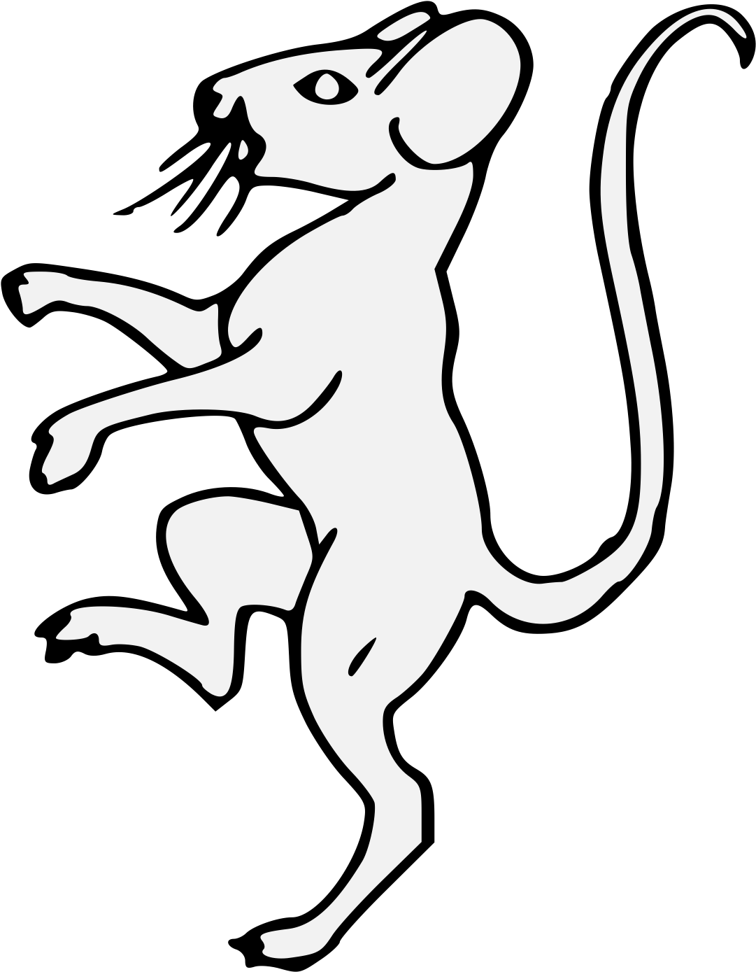 Mouse Rampant - Line Art (1106x1406), Png Download