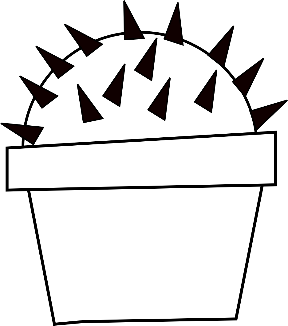 Massimo Kaktus Black White Clipartist - Drawing (999x1094), Png Download