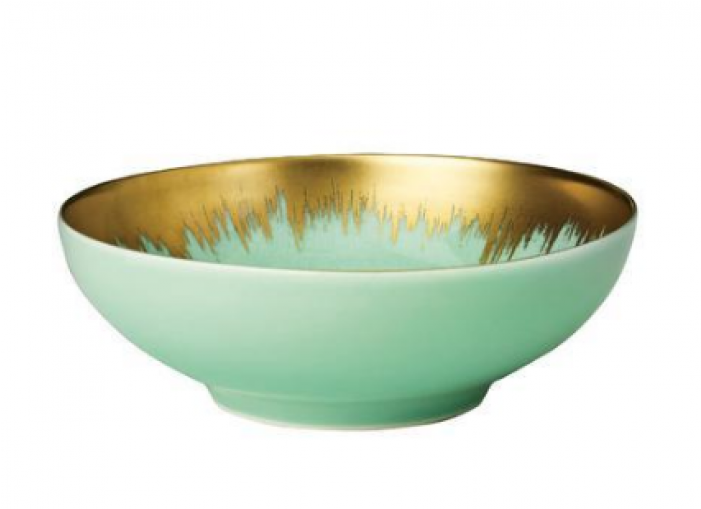 Aura Sea Glass And Gold Brushstroke Cereal Bowl - Kim Seybert Inc. Aura Sea Glass Cereal Bowl 6.75 In (700x700), Png Download