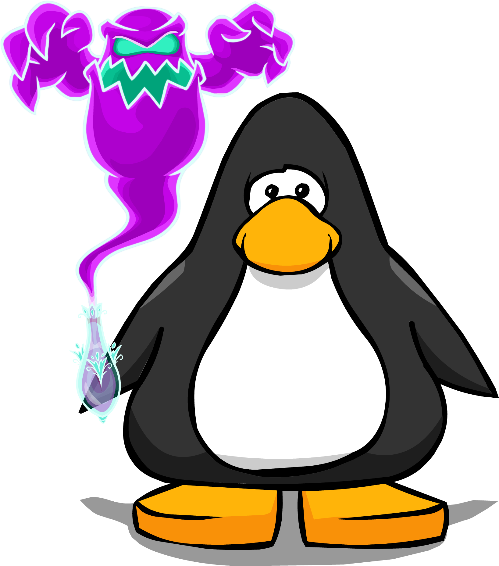 Ghostly Vial From A Player Card - Penguin With A Horn (1637x1856), Png Download