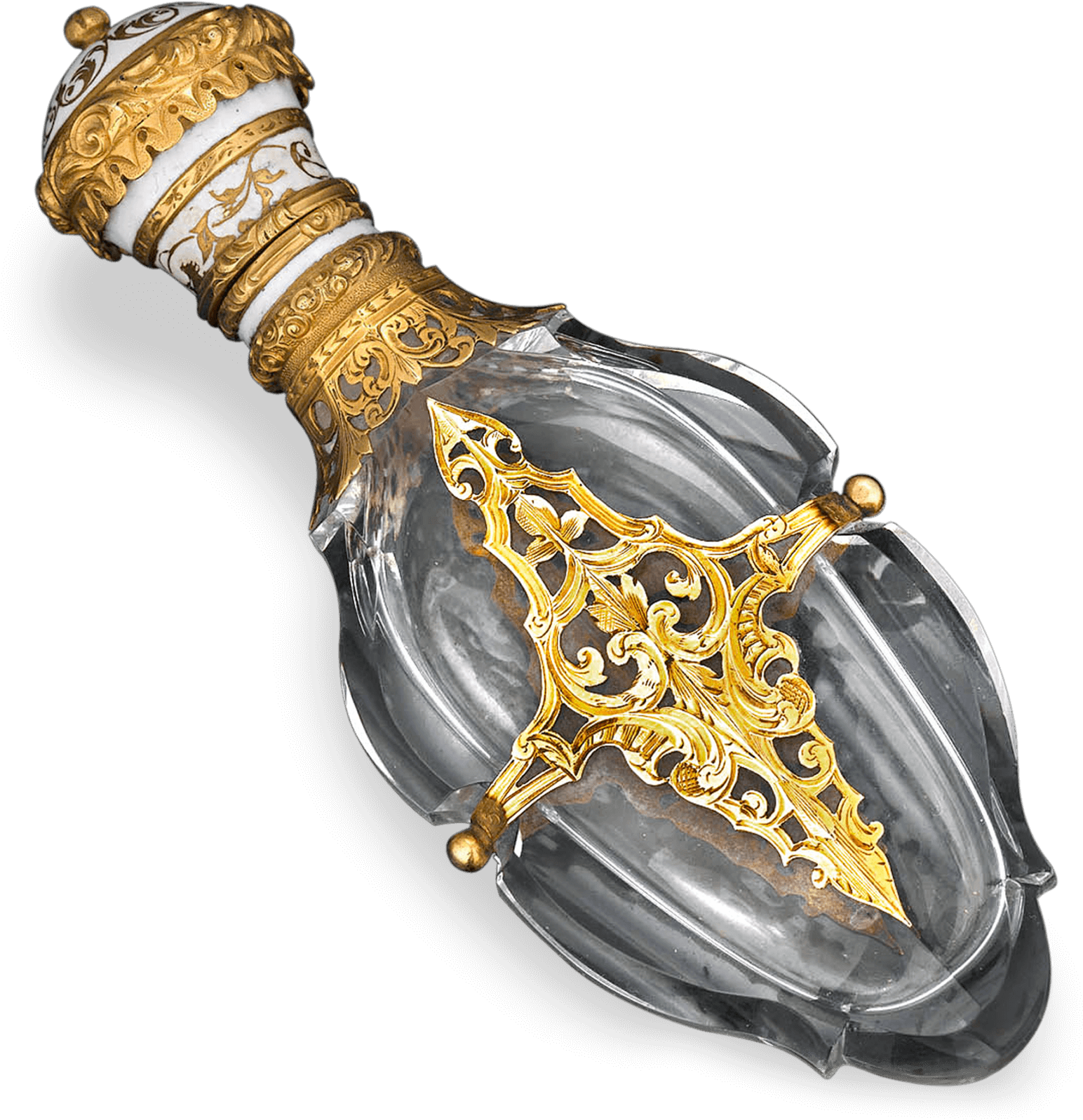 Cut Glass And Gold Perfume Vial - Glass (1750x1750), Png Download