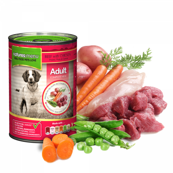 Natures Menu Dog Food Can Beef With Chicken - Natures Menu Beef With Chicken Dog Food Can 400g (600x600), Png Download
