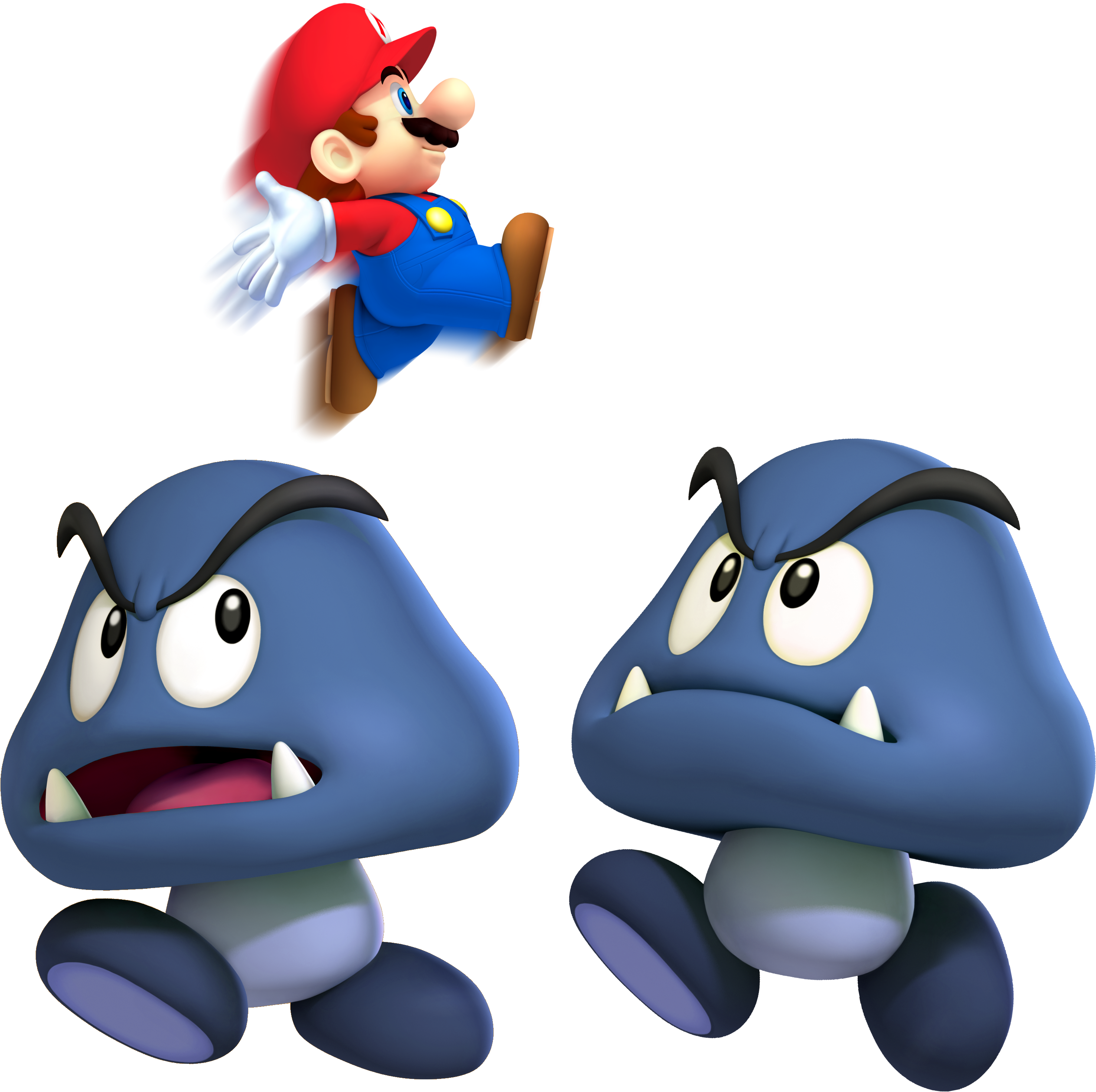 2 Cave Goombas & Mini Mario - Super Mario Cave Goomba (3007x2983), Png Download