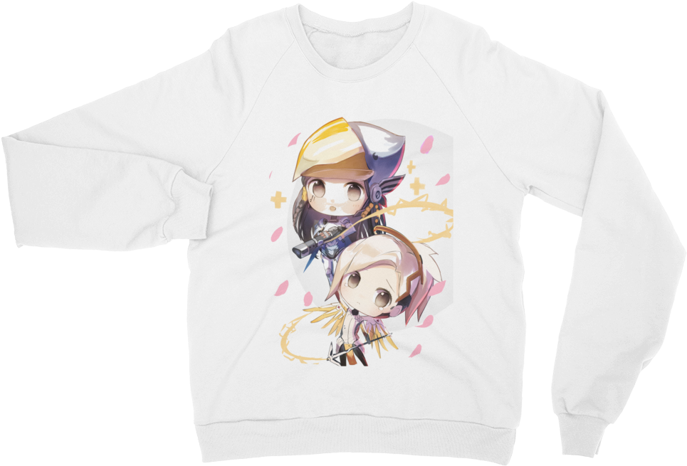 Chibi Mercy And Pharah - Crew Neck (1000x1000), Png Download