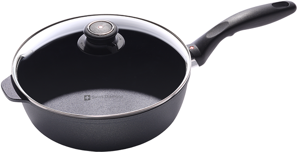 2 Qt Nonstick Saute Pan With Lid - Swiss Diamond Covered Saute Pan 10" For Induction (750x466), Png Download