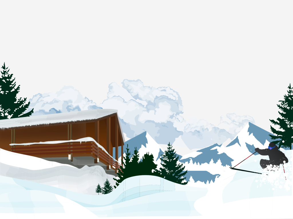 Skiing Cold House Vector Pack Powerpoint Background - Skiing Background Vector (1024x767), Png Download