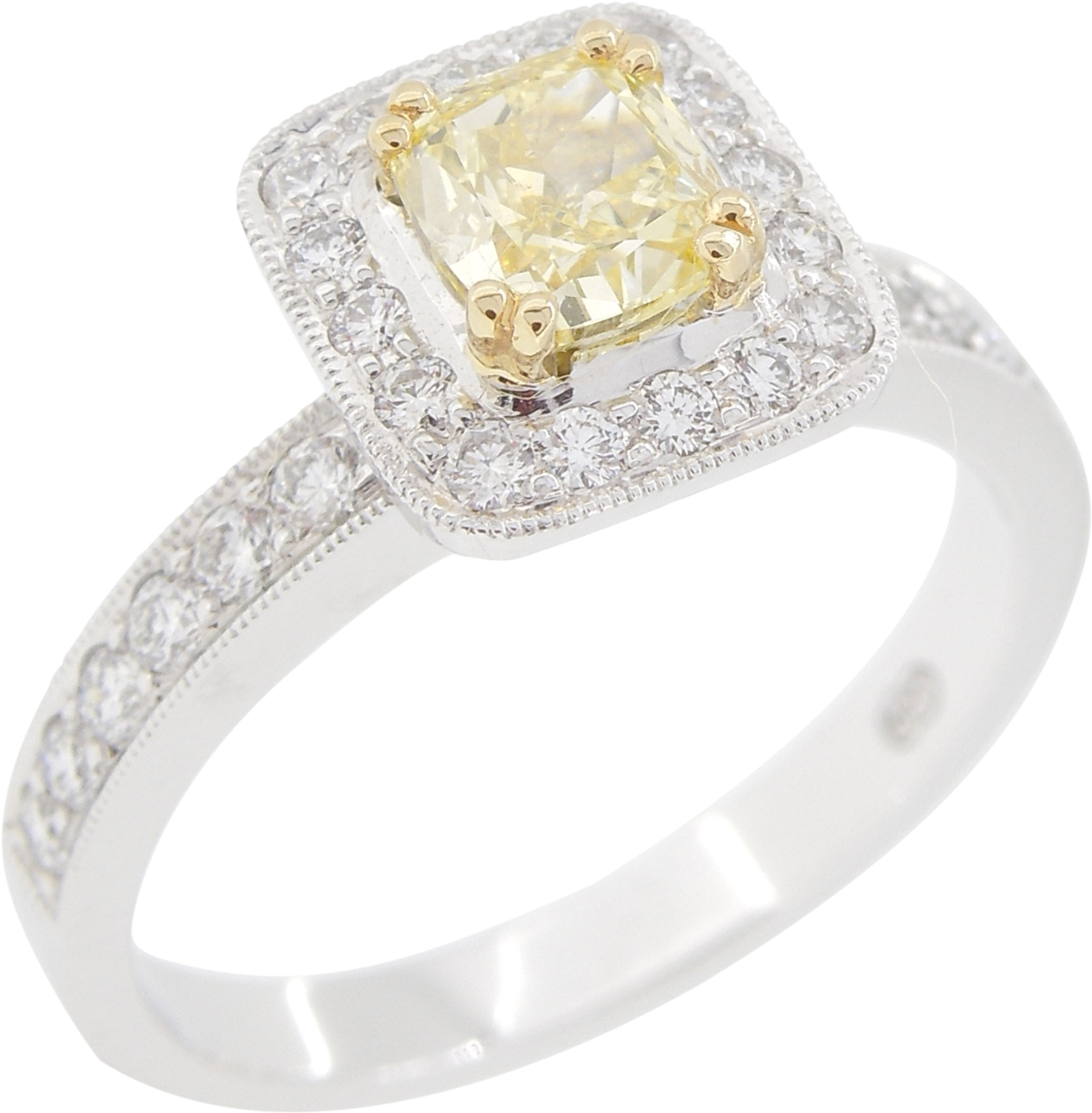 Fancy Yellow & White Diamond Cluster Ring - Pre-engagement Ring (1468x1351), Png Download