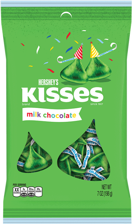 Hershey's Milk Chocolate Birthday Kisses Green 7oz (800x800), Png Download
