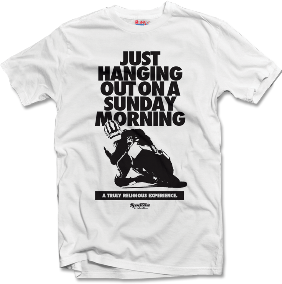 Image Of Just Hanging Out T-shirt - Sunday Morning Ride Quotes (924x1000), Png Download