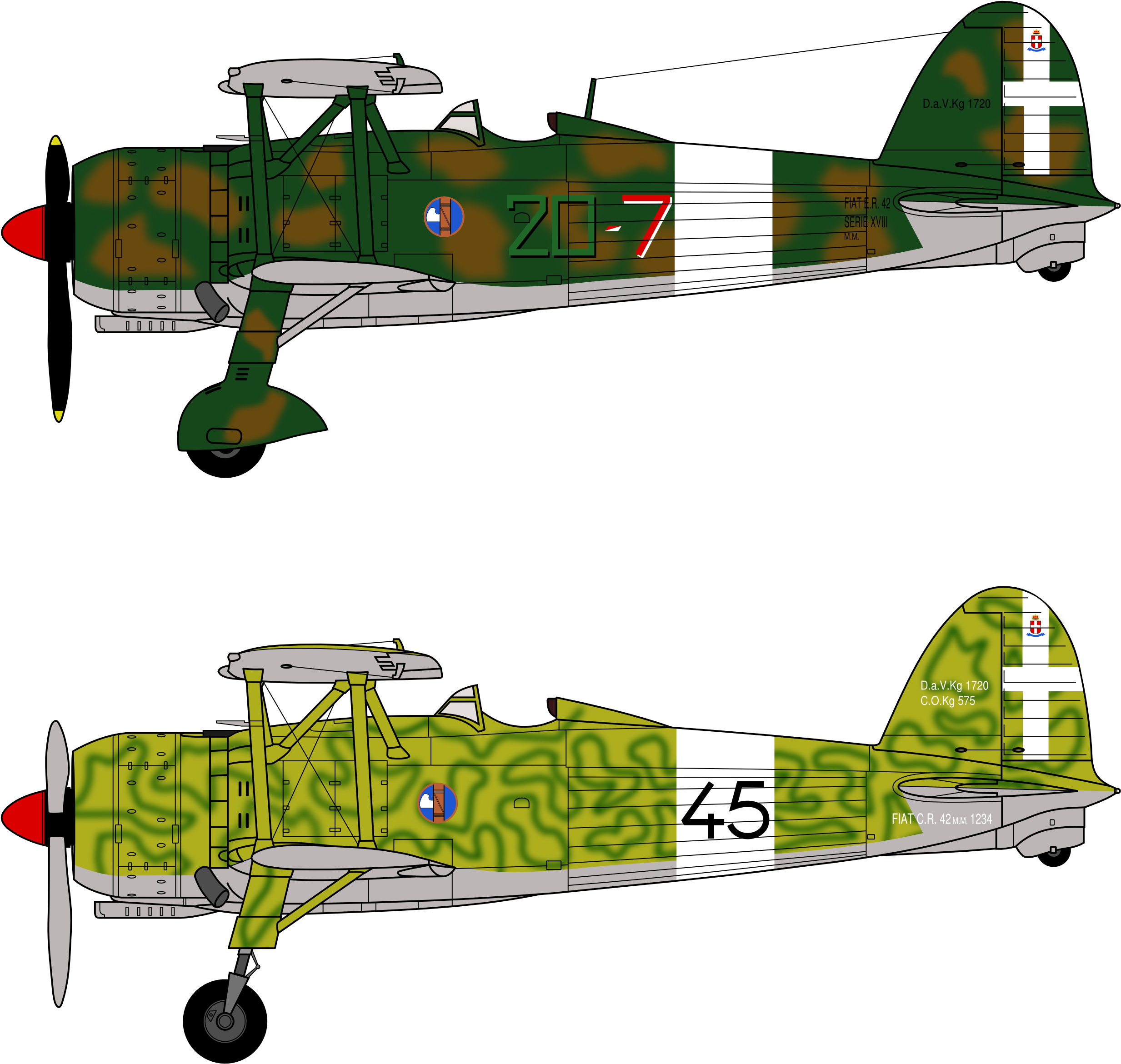 File - Fiat C - R - 42 Falco Profiles - Fiat Cr.42 (4000x2996), Png Download
