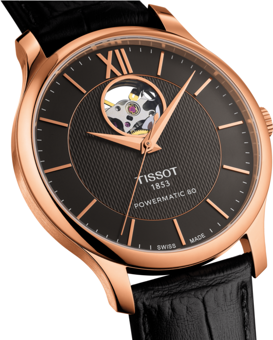 Tissot Tradition Powermatic 80 Open Heart - Tissot Tradition Powermatic 80 Open Heart T063.907.36.068.00 (555x840), Png Download