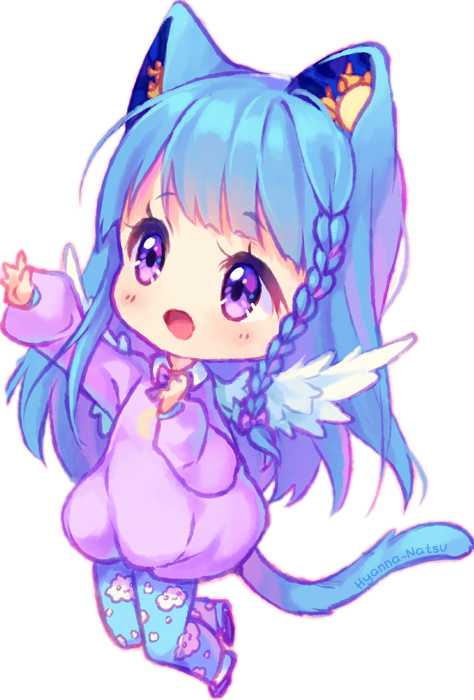 Kawaii Galaxy Neko Cat Sticker By 🍭fatima🍭 (474x700), Png Download