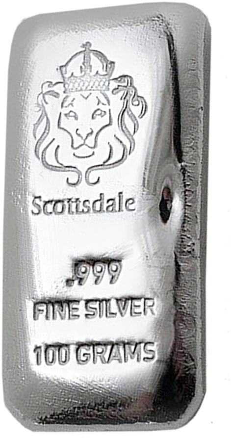 Scottsdale Mint 100g Cast Silver Bar - Scottsdale 100g Silver Bar (769x900), Png Download