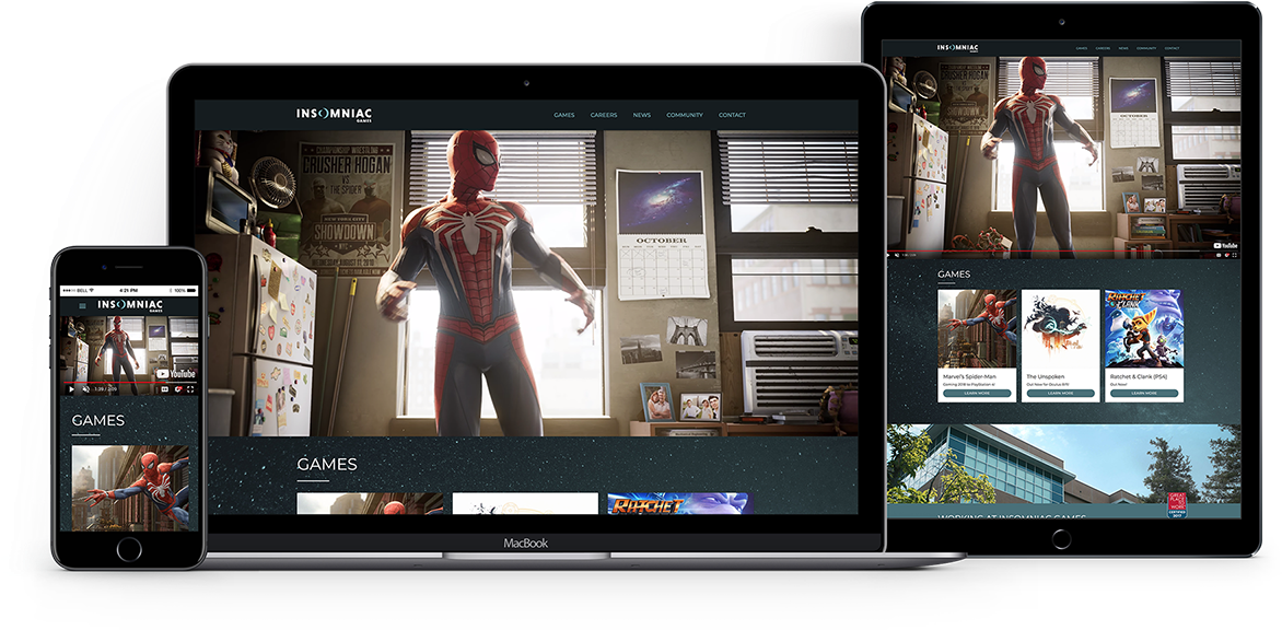 Insomniac Games Responsive Showcase - Responsive Web Design (1200x616), Png Download