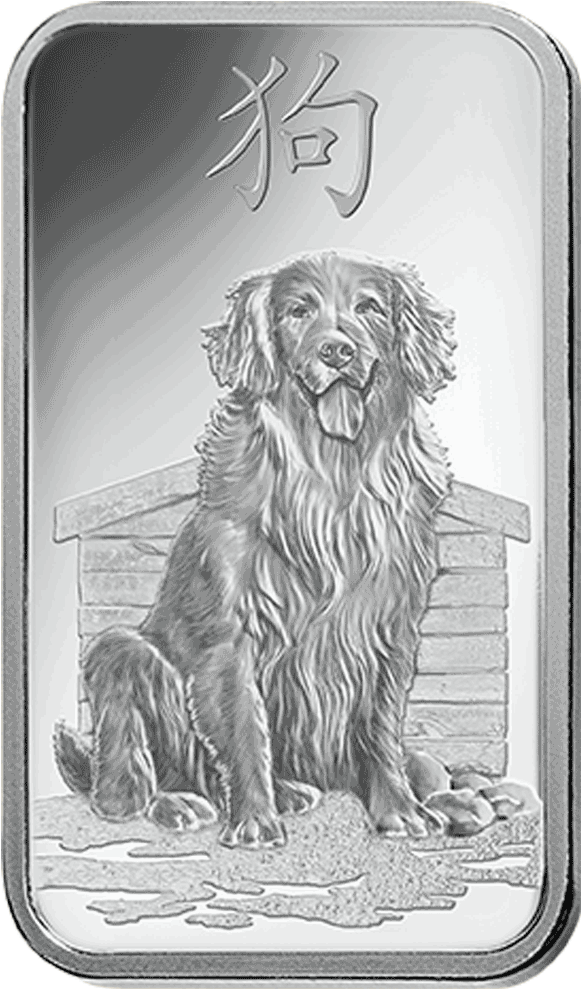 Pamp Suisse Lunar Dog 1oz Silver Bar Front - Pamp Lunar 1oz Silver Dog (1000x1000), Png Download