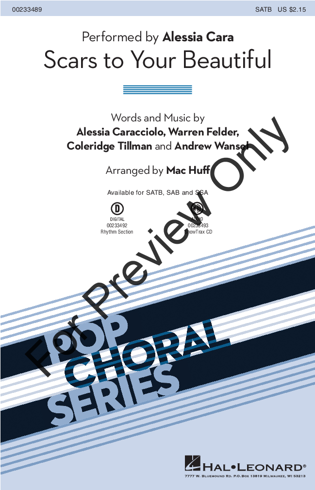 Scars To Your Beautiful Thumbnail Scars To Your Beautiful - Boosey And Hawkes Blessed By Light (744x1104), Png Download