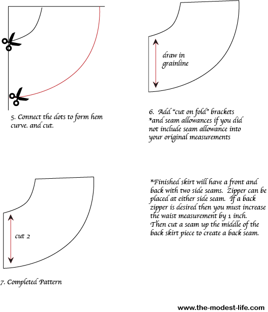 2 Circle Skirt Tutorial - Cartoon (530x618), Png Download