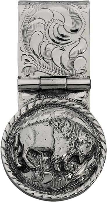American - Vogt Silversmiths Men's Silver Bison Western Money (1024x1024), Png Download