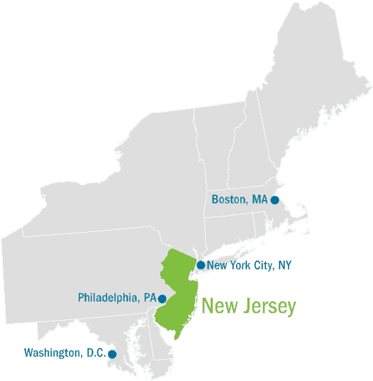 New Jersey Perfectly Located - Map (576x571), Png Download