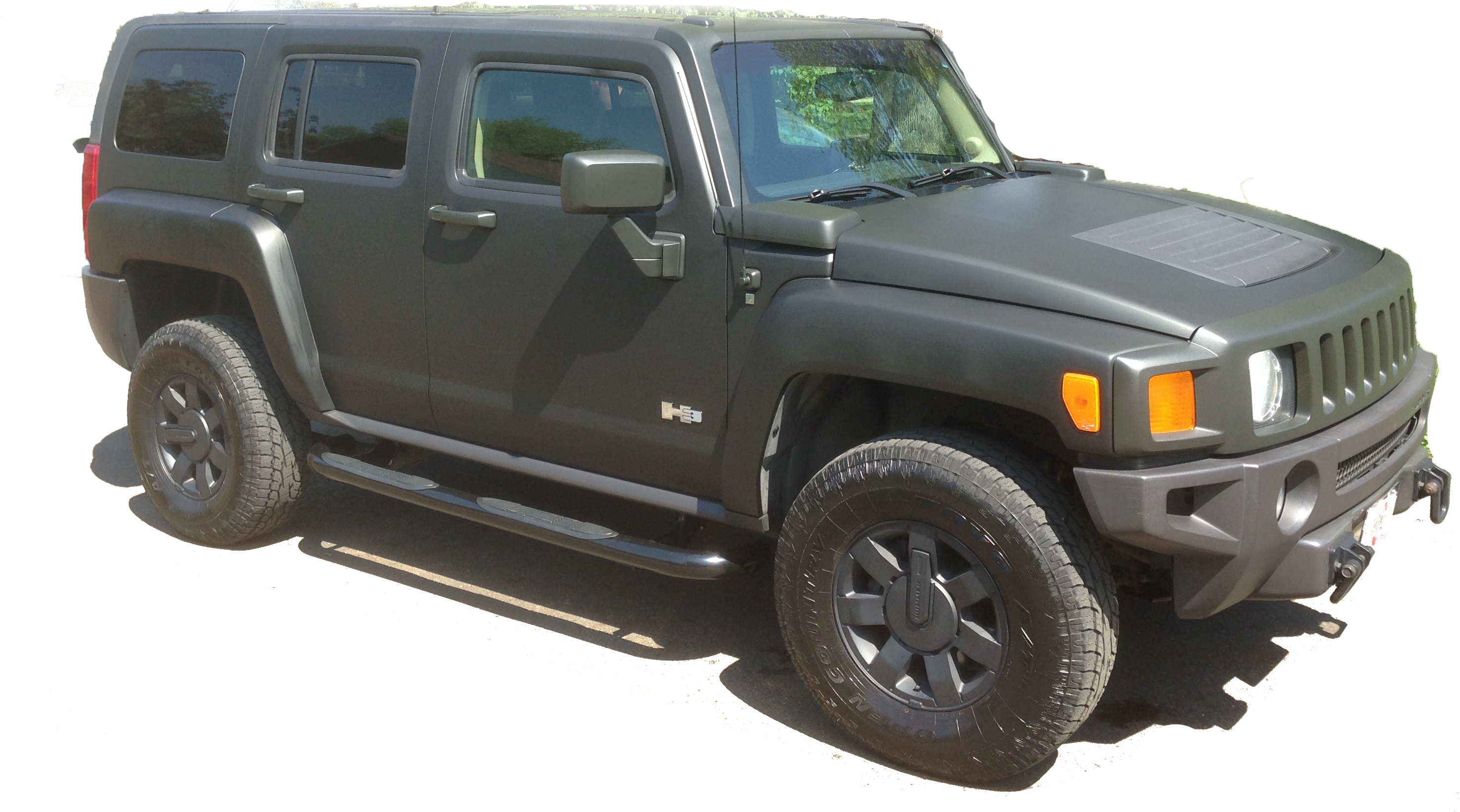 Hummer Flat Black Wrap2 - Hummer H3 Matte Black Wrap (2949x1641), Png Download