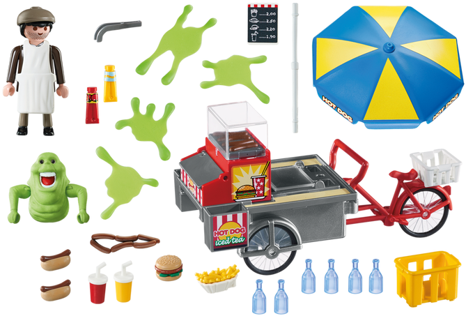 Slimer With Hot Dog Stand - Playmobil Ghostbusters Hot Dog Stand (700x490), Png Download