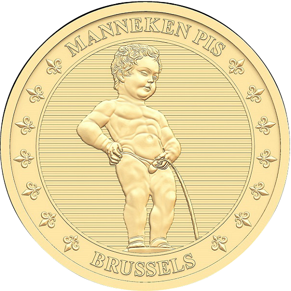 Manneken Pis Is A Landmark Small Bronze Sculpture In - Art (578x578), Png Download
