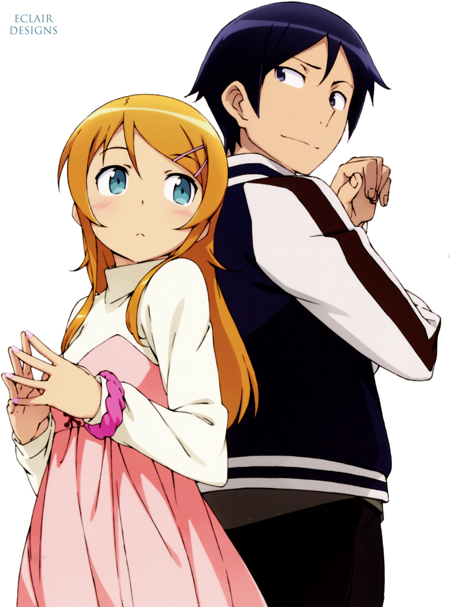 Kirino And Kyousuke (900x1203), Png Download