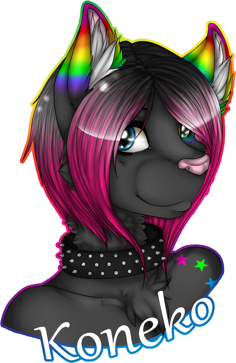 Koneko Bust Badge - Cartoon (823x1250), Png Download