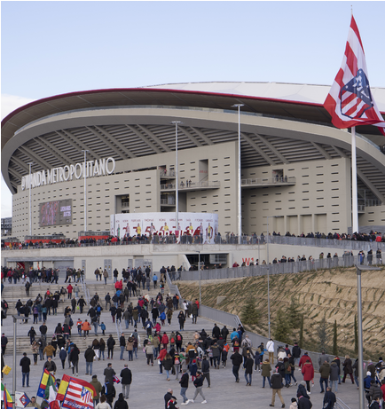Transparent Media Façade For Atlético Madrid - Transport Hub (809x460), Png Download