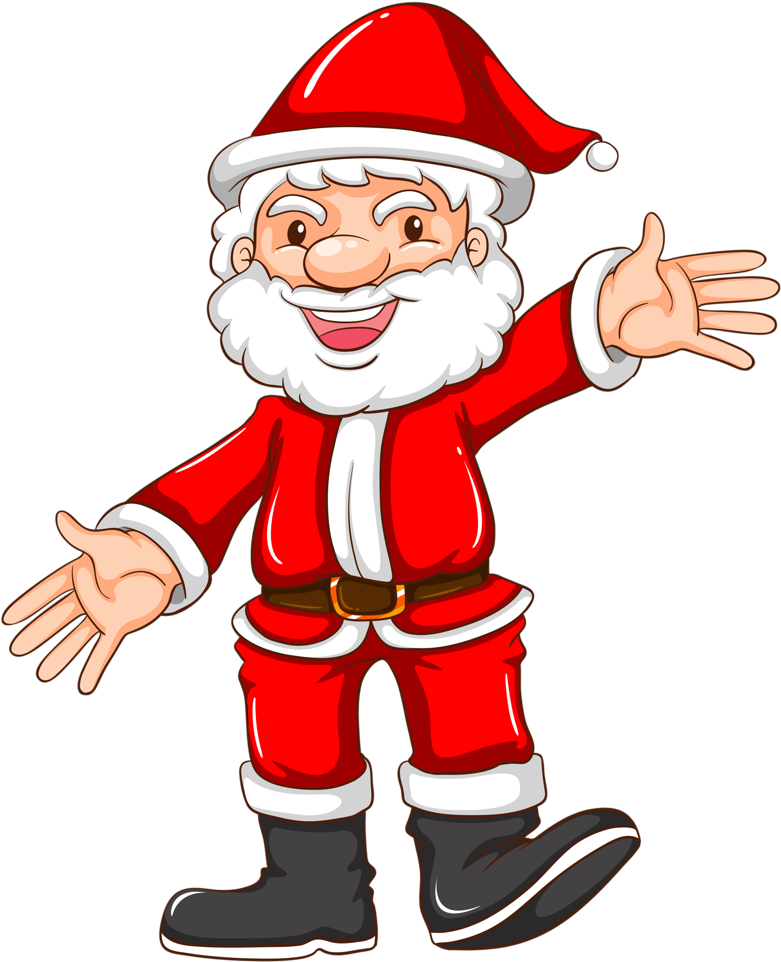1 - Christmas Santa Claus Drawings With Tree (841x1024), Png Download