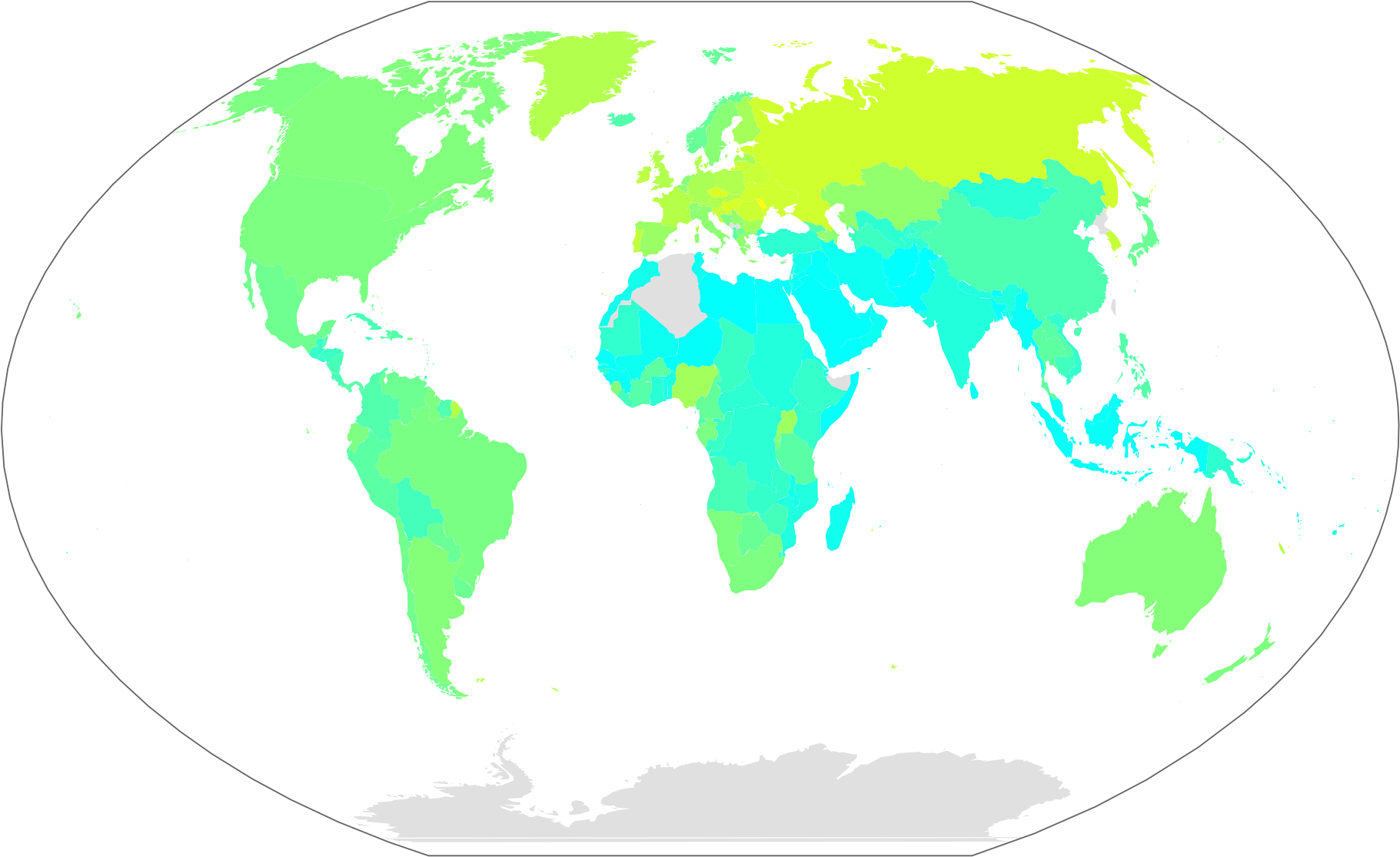 Alcohol By Country - World Map (2000x1273), Png Download