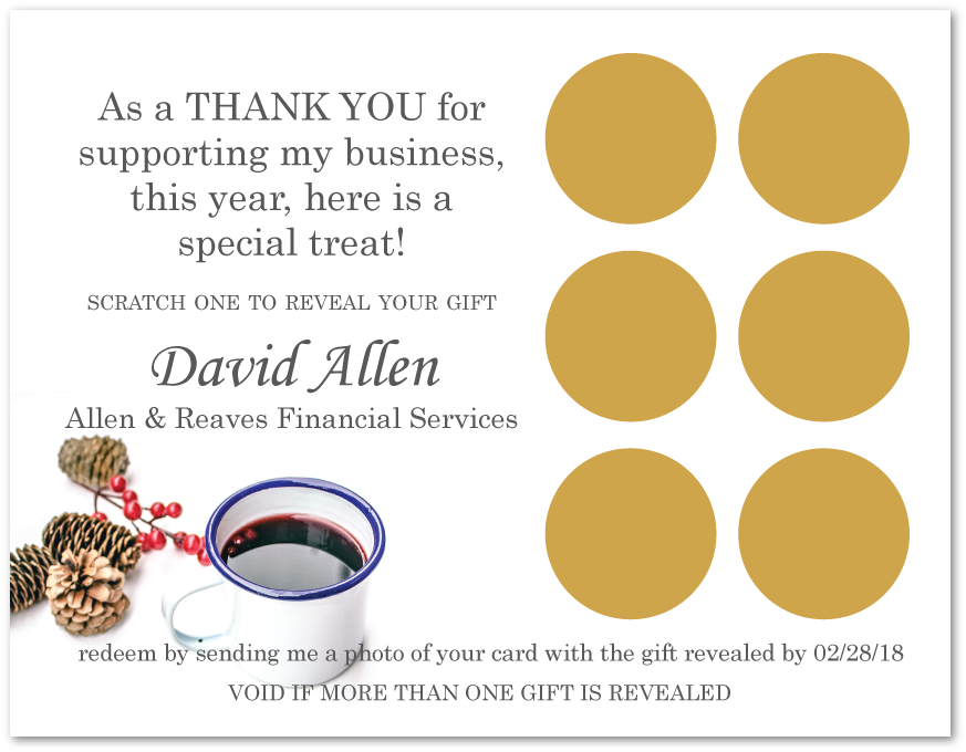 Cup Of Coffee Gift Card Scratcher With Pine Cones And - Gift Card (1000x1333), Png Download