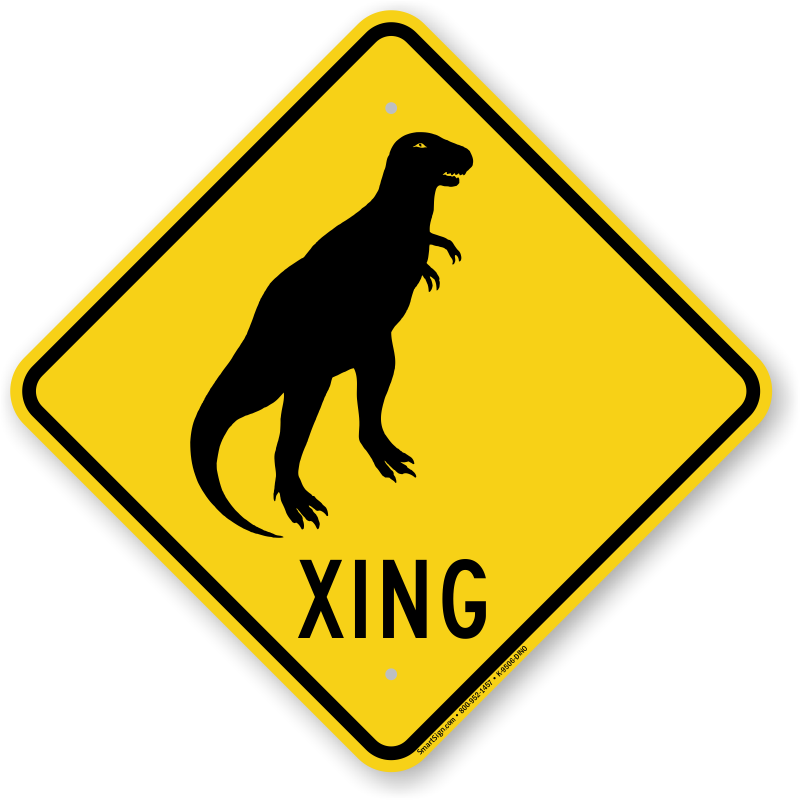 Dinosaur Xing Crossing Sign Free Shipping Sku K 9506 - Road Warning Sign Png (800x800), Png Download