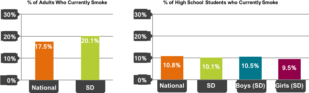 Graph Showing Smoking Rates In South Dakota Compared - Tobacco Use 2017 (1055x343), Png Download