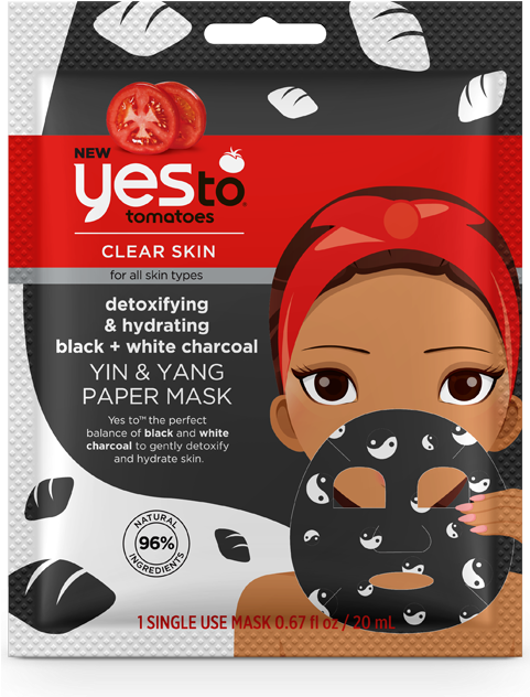Yes To Tomatoes - Yes To Tomatoes Detoxifying Charcoal Paper Mask (480x696), Png Download