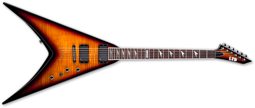 Ltd Flame Maple V-series Electric Guitar - Dave Mustaine Stradi Vmnt (882x378), Png Download