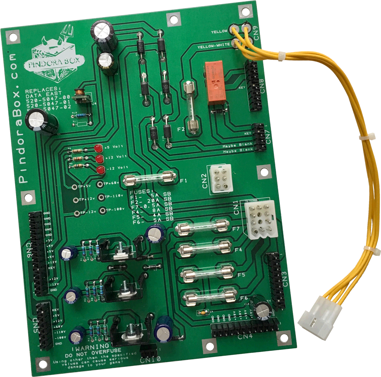 Data East Power Supply Board 520 5047 - Power Supply (1281x1268), Png Download